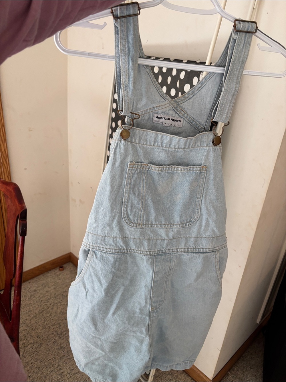 American Apparel Y2K Denim Shortall Size Medium Overall Shorts Light Wash
